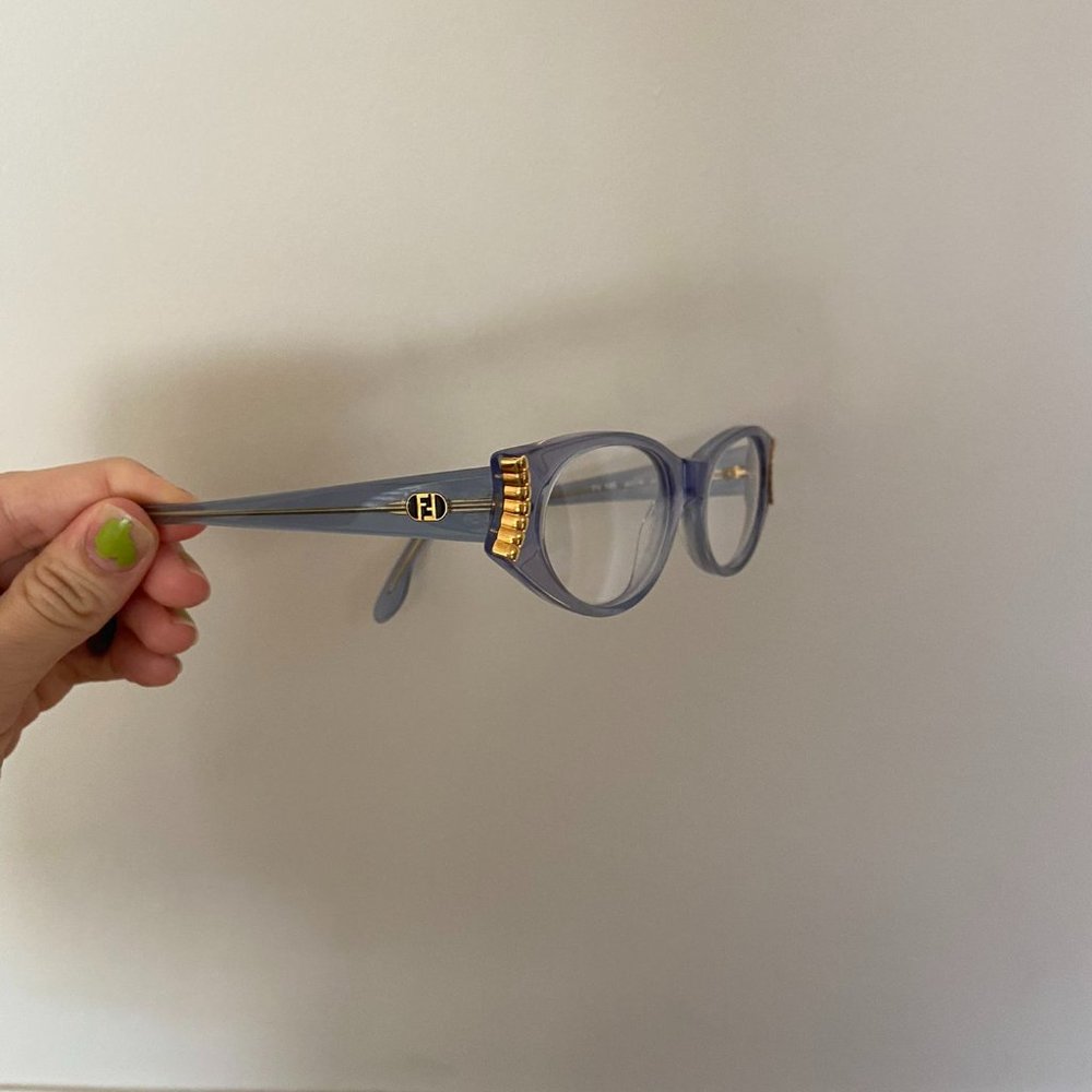 Authentic Translucent Baby Blue, Gold accented Vintage Fendi Eyeglasses frames